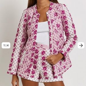 River island- size 6 quilt jacket with tie waist